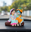 Radha Krishna Resin Idol for Car Dashboard & Home Decor | Handcrafted Mini Murti Showpiece | Spiritual Gift for Diwali, Housewarming & Puja | 10 × 6 × 9 cm