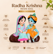 Radha Krishna Resin Idol for Car Dashboard & Home Decor | Handcrafted Mini Murti Showpiece | Spiritual Gift for Diwali, Housewarming & Puja | 10 × 6 × 9 cm