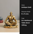 Dhyan Hanuman Idol for Home and Car Decor | Meditation Pose Resin Statue for Car Dashboard, Office & Temple | Hanuman Ji, Bajrang Bali | Antique Golden Matt Finish Murti (9.5 × 7.5 × 11 cm)
