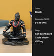 Dhyan Hanuman Black Resin Idol for Car Dashboard & Home Decor | Meditating Hanuman Ji Statue | 9.5 x 7.5 x 10.5 cm | Spiritual Showpiece for Office, Mandir & Gifting