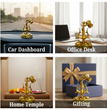 Golden Trishul Damroo Showpiece | Shiva Trishul Damroo | Premium Resin Om Trishul Idol for Car Dashboard, Home Decor & Office Desk | Spiritual Gift Item (7 x 7 x 12 cm)
