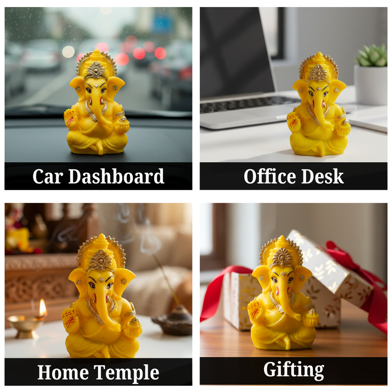 Lord Ganesha | Car Dashboard Ganesha Idol (5 color)  | 5 x 3 x 9 cms (L x B x H) | Table Decor | Ganesha Idol for car | Car Decor Figurine