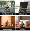 Dhyan Hanuman Idol for Home and Car Decor | Meditation Pose Resin Statue for Car Dashboard, Office & Temple | Hanuman Ji, Bajrang Bali | Antique Golden Matt Finish Murti (9.5 × 7.5 × 11 cm)
