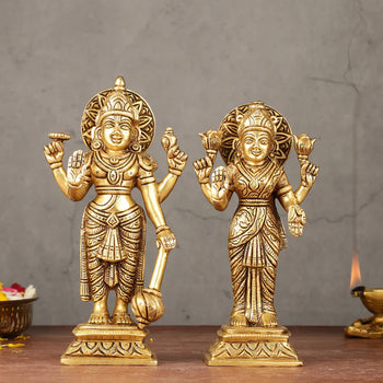 Laxmi Narayan Statue | Brass | Vishnu Lakshmi Ji |Metal Handicraft | God Idol