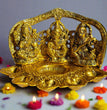 Home Orbit Decorated Diya | Lakshmi Ganesha Saraswati (5 Face Diwali Deepak) for Laxmi Pooja | Brass