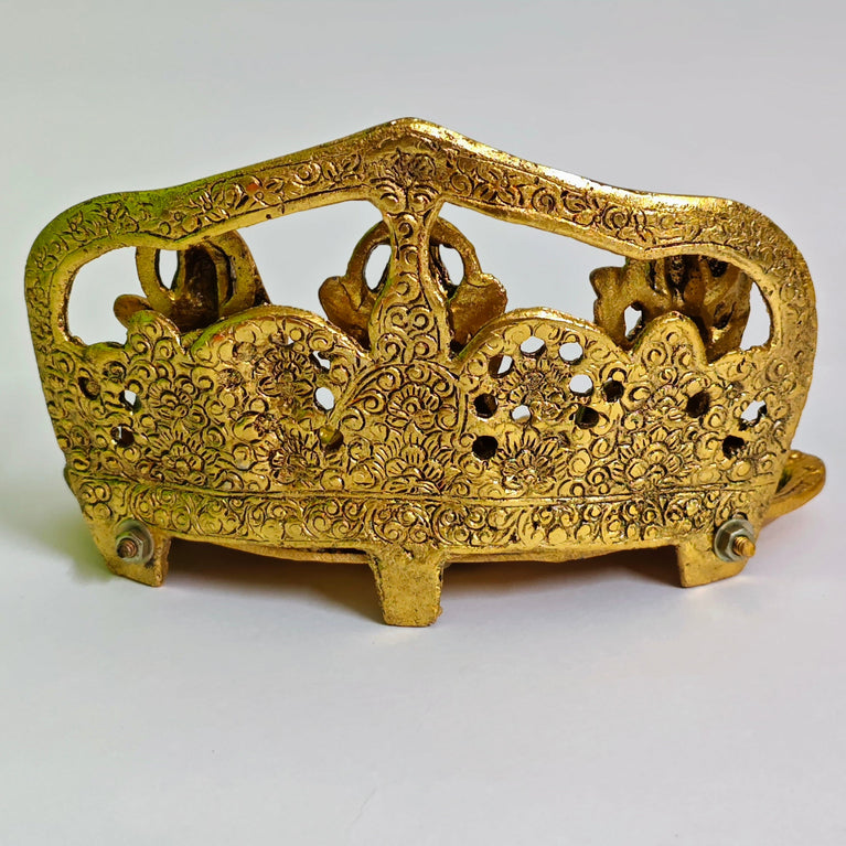 Home Orbit Decorated Diya | Lakshmi Ganesha Saraswati (5 Face Diwali Deepak) for Laxmi Pooja | Brass