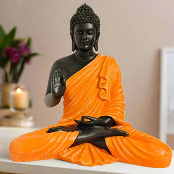Blessing Buddha Statue | 15 inches | Blue | Teal Blue| Dark Blue| Chocolate | Orange | Light Orange| Blue Gray| Gold | Table Decor