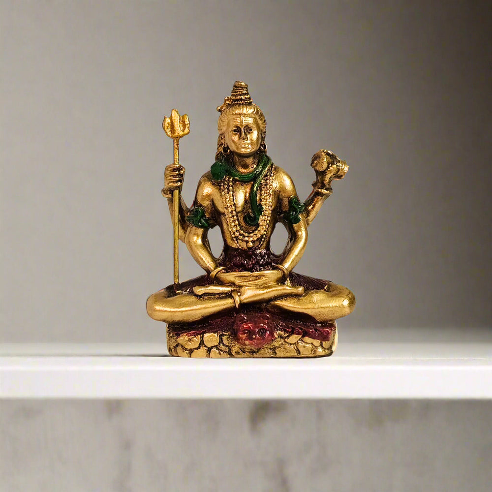 Blessing Adiyogi Shiva | Brass look Shiva| Car Dashboard| Table Decor| God Idol