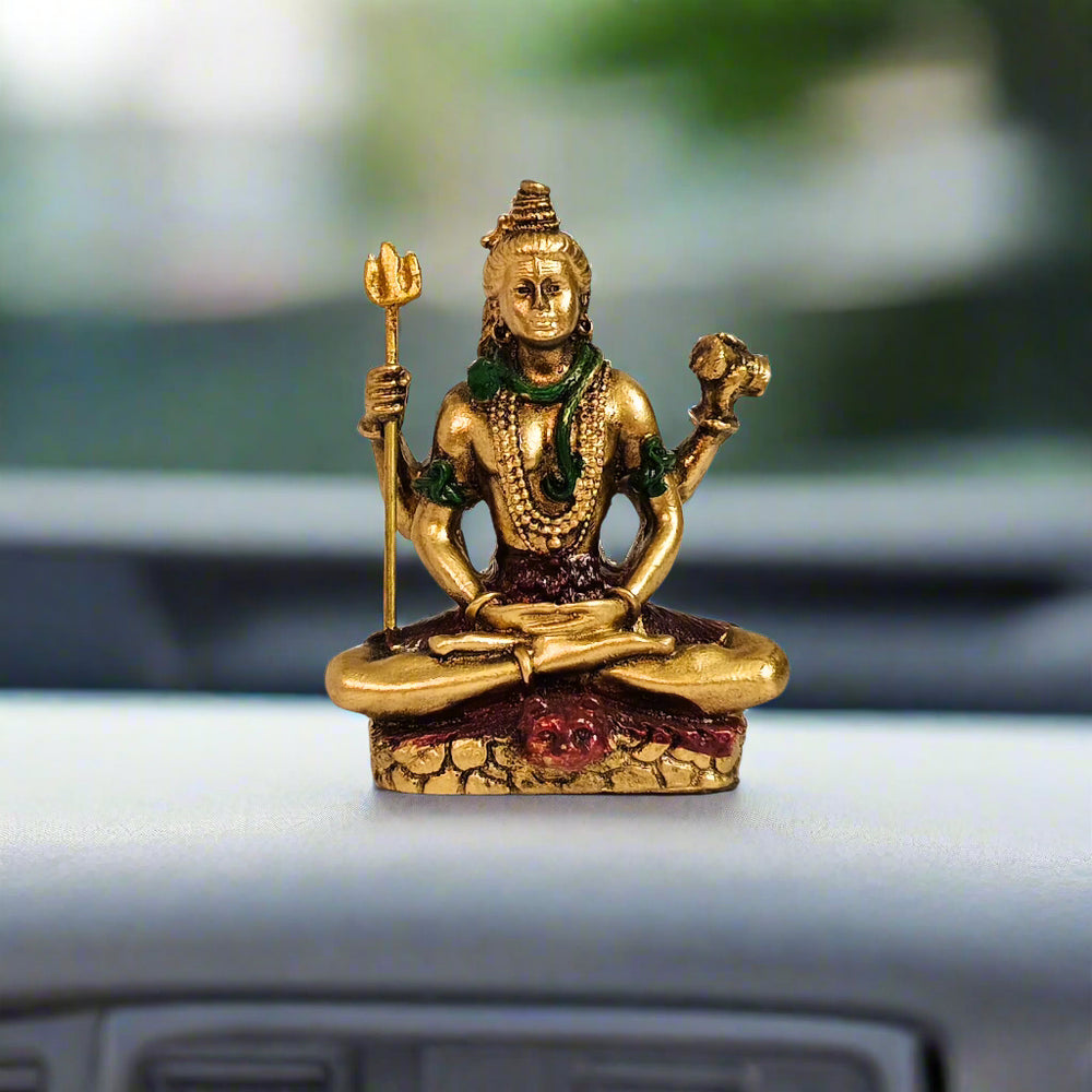 Blessing Adiyogi Shiva | Brass look Shiva| Car Dashboard| Table Decor| God Idol