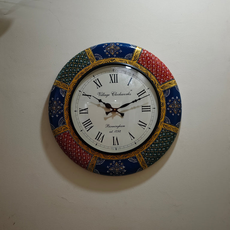 Rajasthani Painted  Clock 18 inch | Hand Painted Clock Home |  Home Decor | Clocks | Wall Decor