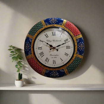Rajasthani Painted  Clock 18 inch | Hand Painted Clock Home |  Home Decor | Clocks | Wall Decor