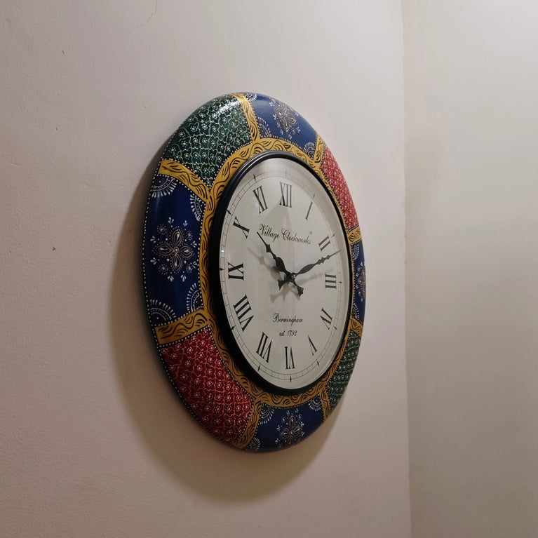 Rajasthani Painted  Clock 18 inch | Hand Painted Clock Home |  Home Decor | Clocks | Wall Decor