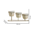 Tabletop 3 Tier White Tuscan Style Metal Planter Flower Pot with Golden Step Stand| Planter Indoor Office Garden Balcony Living Room Outdoor Plants Set of 3 POTS (White) | Gardening | Planters