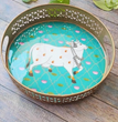 Metal Round Pichwai Tray
