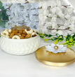 Metal Dry Fruit Box White jar with golden lid