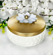 Metal Dry Fruit Box White jar with golden lid