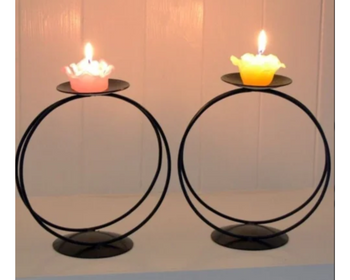 Metal T Light Candle Holder BLACK