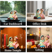 Radha Krishna Resin Idol for Car Dashboard & Home Decor | Handcrafted Mini Murti Showpiece | Spiritual Gift for Diwali, Housewarming & Puja | 10 × 6 × 9 cm