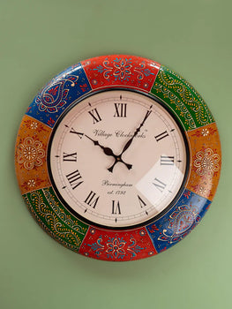 Rajasthani Painted Clock 12" |  Home Decor | Clock | Wall Decor