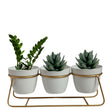 Tabletop 3 Tier White Tuscan Style Metal Planter Flower Pot with Golden Plane Stand | Planter Indoor Office Garden Balcony Living Room Outdoor Plants Set of 3 POTS (White)|  Gardening | Planters