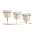 Tabletop 3 Tier White Tuscan Style Metal Planter Flower Pot with Golden Step Stand| Planter Indoor Office Garden Balcony Living Room Outdoor Plants Set of 3 POTS (White) | Gardening | Planters