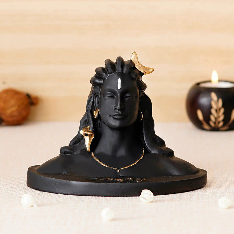 Adiyogi Shiva | Car Decor | Car Dashboard God Idol | Coimbatore Adiyogi Shiva Statue | Black color| 10 × 7 × 15 cm| Table Decor | God Idol |