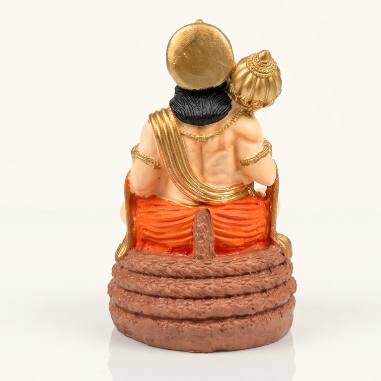 Virajman Hanuman Idol Sitting on Tail | Hanuman Murti for Car Dashboard, Home Temple & Office Decor, Housewarming, Vastu | 3.8 Inches (Antique Gold)