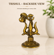 Premium Metal Shiv Trishul with Damroo, Copper, 3 Inches for Car Dashboard