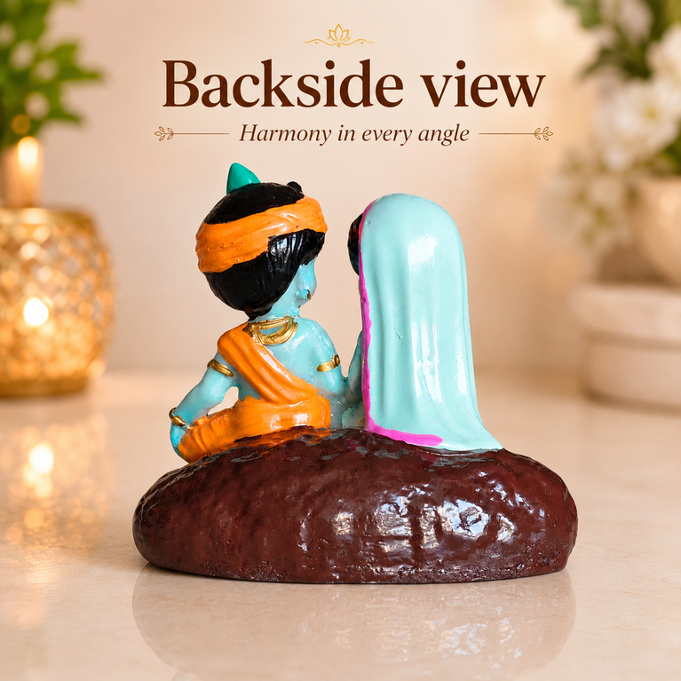 Radha Krishna Resin Idol for Car Dashboard & Home Decor | Handcrafted Mini Murti Showpiece | Spiritual Gift for Diwali, Housewarming & Puja | 10 × 6 × 9 cm