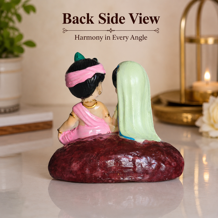 Radha Krishna Resin Idol for Car Dashboard & Home Decor | Handcrafted Mini Murti Showpiece | Spiritual Gift for Diwali, Housewarming & Puja | 10 × 6 × 9 cm