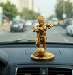 Bahubali Hanuman Resin Showpiece | Golden Finish | 6×6×11 cm | Divine Car Dashboard Idol & Home Decor Statue | Compact Hindu God Figurine for Positive Energy & Gifting