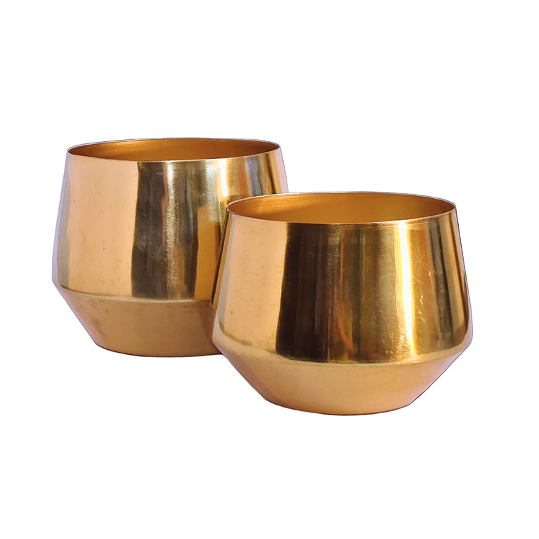 Home Decor Premium Golden Glossy Metal Planter Set | Planter set of 2 | Gardening | Planters