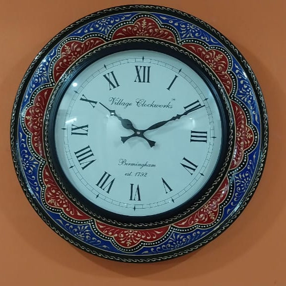 Rajasthani Painted  Clock 18 inch | Hand Painted Clock Home |  Home Decor | Clocks | Wall Decor