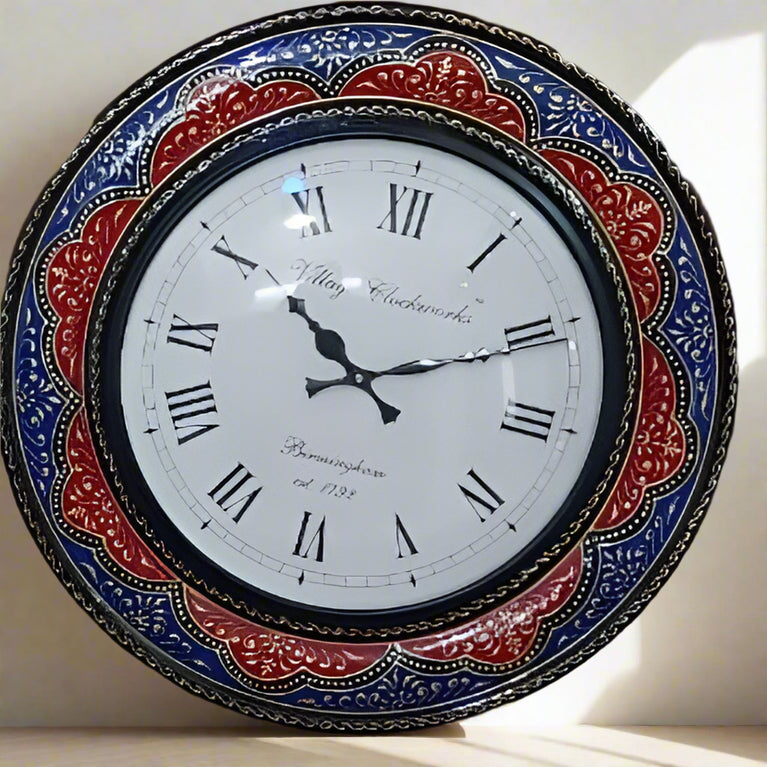 Rajasthani Painted  Clock 18 inch | Hand Painted Clock Home |  Home Decor | Clocks | Wall Decor