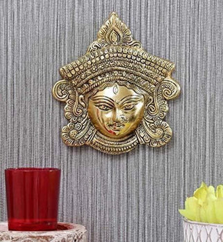 Durga Face Wall Hanging Art | God Idol | Wall Decor | Brass