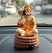 Virajman Hanuman Idol Sitting on Tail | Hanuman Murti for Car Dashboard, Home Temple & Office Decor, Housewarming, Vastu | 3.8 Inches (Antique Gold)