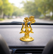Premium Metal Shiv Trishul with Damroo, Copper, 3 Inches for Car Dashboard