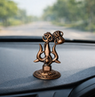 Premium Metal Shiv Trishul with Damroo, Copper, 3 Inches for Car Dashboard