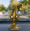 Premium Metal Shiv Trishul with Damroo, Copper, 3 Inches for Car Dashboard