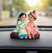 Radha Krishna Resin Idol for Car Dashboard & Home Decor | Handcrafted Mini Murti Showpiece | Spiritual Gift for Diwali, Housewarming & Puja | 10 × 6 × 9 cm