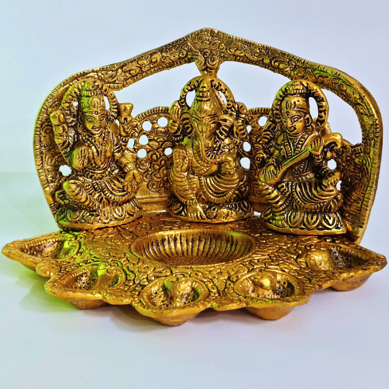 Lakshmi Ganesha Saraswati (5 Face Diwali Deepak) for Laxmi Pooja | Decorative Diwali Diya | Pooja Item