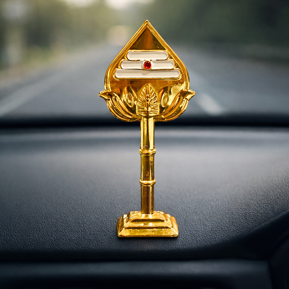 The Craftified Murugan Vel Golden Metal Figurine for Home Mandir & Office Desk | Lord Murugan Vel Symbol | Auspicious Pooja Idol | Ideal Gift for Housewarming & Festivals | Car Dashboard (4 Inches)