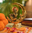Krishna On Moon Playing Basuri Flute | Chand Gopal | Brass | Metal Handicrafts | God Idol
