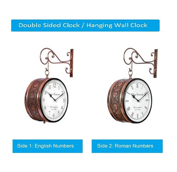 Antique Copper Railway Clock – A Timeless Masterpiece| Vintage Railway Station Double Sided Decorative Wall Clock for Home | Premium vintage collection | Home Decor