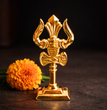The Craftified Metal Trishul for Car Dashboard & Home Mandir | Compact 9 cm Lord Shiva Trishul Idol | Auspicious Decorative & Spiritual Gift | 4.5 x 2 x 9.5 cms (Gold)