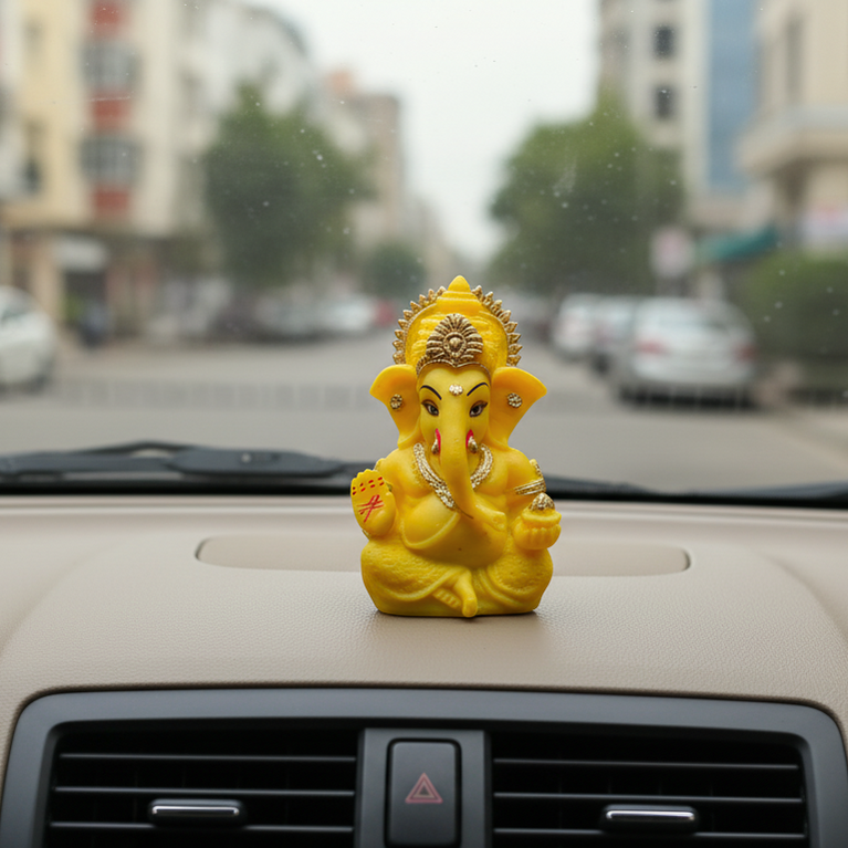 Lord Ganesha | Car Dashboard Ganesha Idol (5 color)  | 5 x 3 x 9 cms (L x B x H) | Table Decor | Ganesha Idol for car | Car Decor Figurine