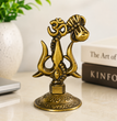 Premium Metal Shiv Trishul with Damroo, Copper, 3 Inches for Car Dashboard
