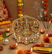 Lakshmi Ganesha Saraswati (5 Face Diwali Deepak) for Laxmi Pooja | Decorative Diwali Diya | Pooja Item