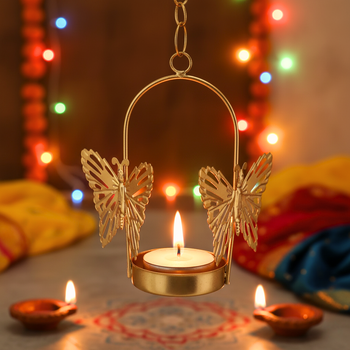 Butterfly hanging tealight candle holder | Diwali Decorative Item | Combo pack | [Pack of 4]