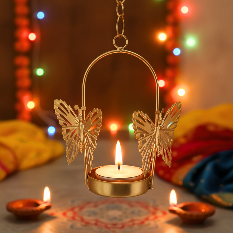 Butterfly hanging tealight candle holder | Diwali Decorative Item | Combo pack | [Pack of 4]